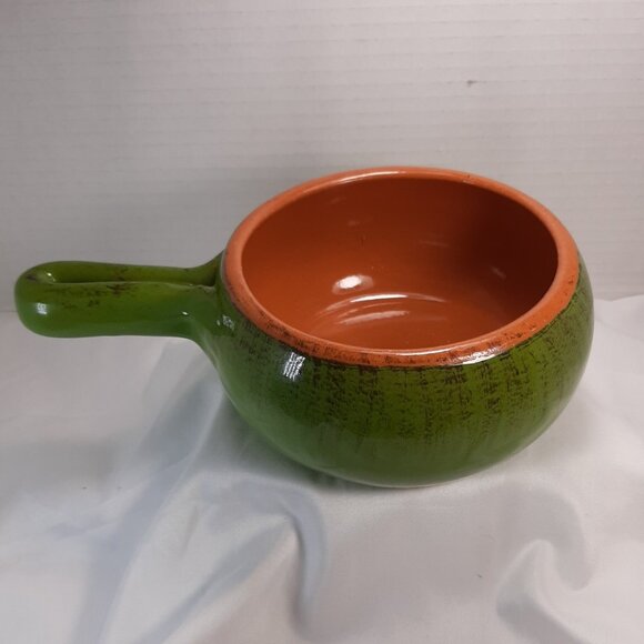 De Silva Terracotta Soup Bowl Baking Oven Dish w/ Handle Made in Italy Green 5" - Picture 9 of 9